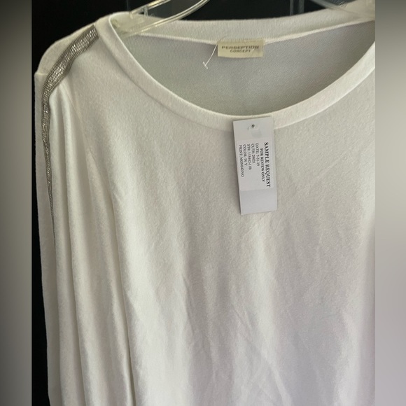 Perception Concept Jeweled Sleeve Sweater stretchy so soft! Size Large L nwt - Picture 3 of 15